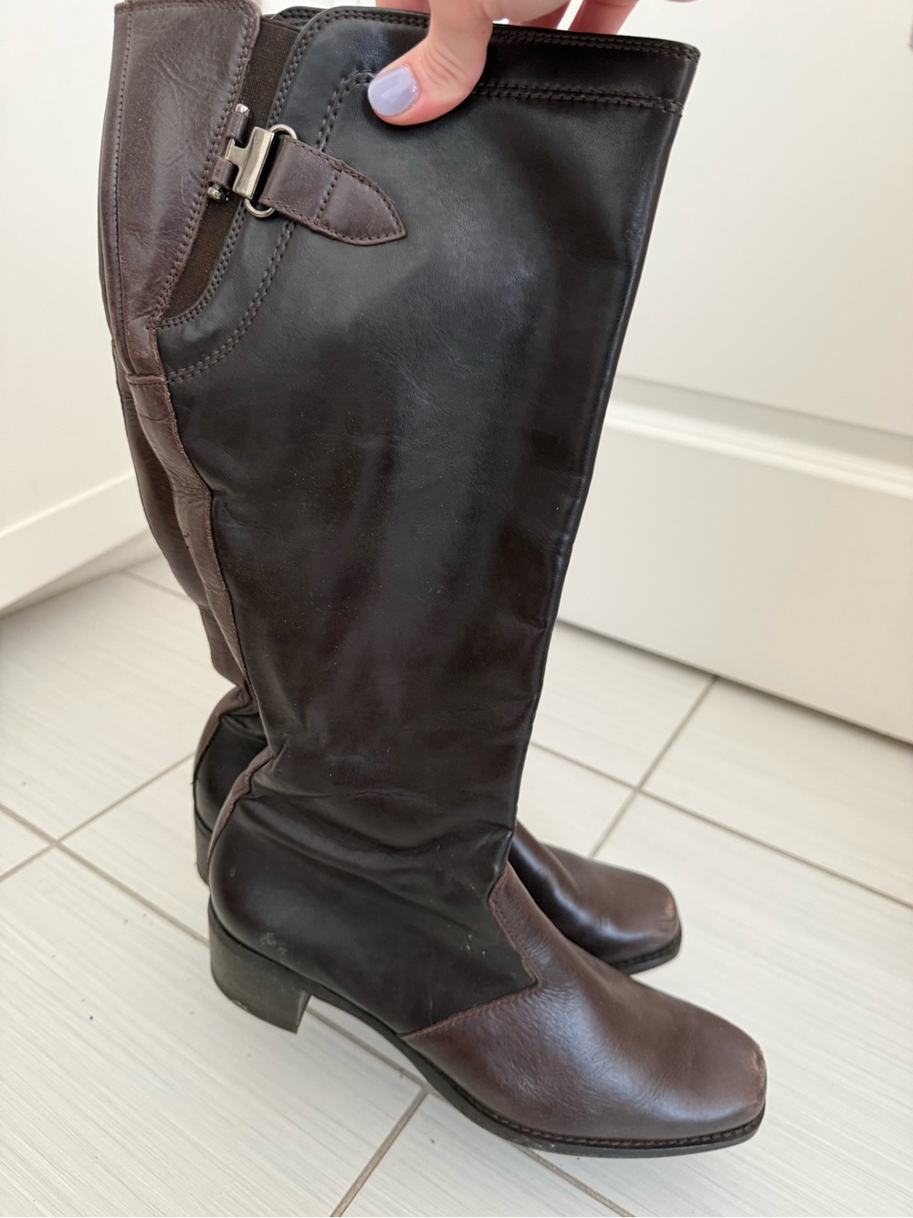 VINTAGE Paul Green Tall Brown Leather Riding Boots Womens RARE made in Austria